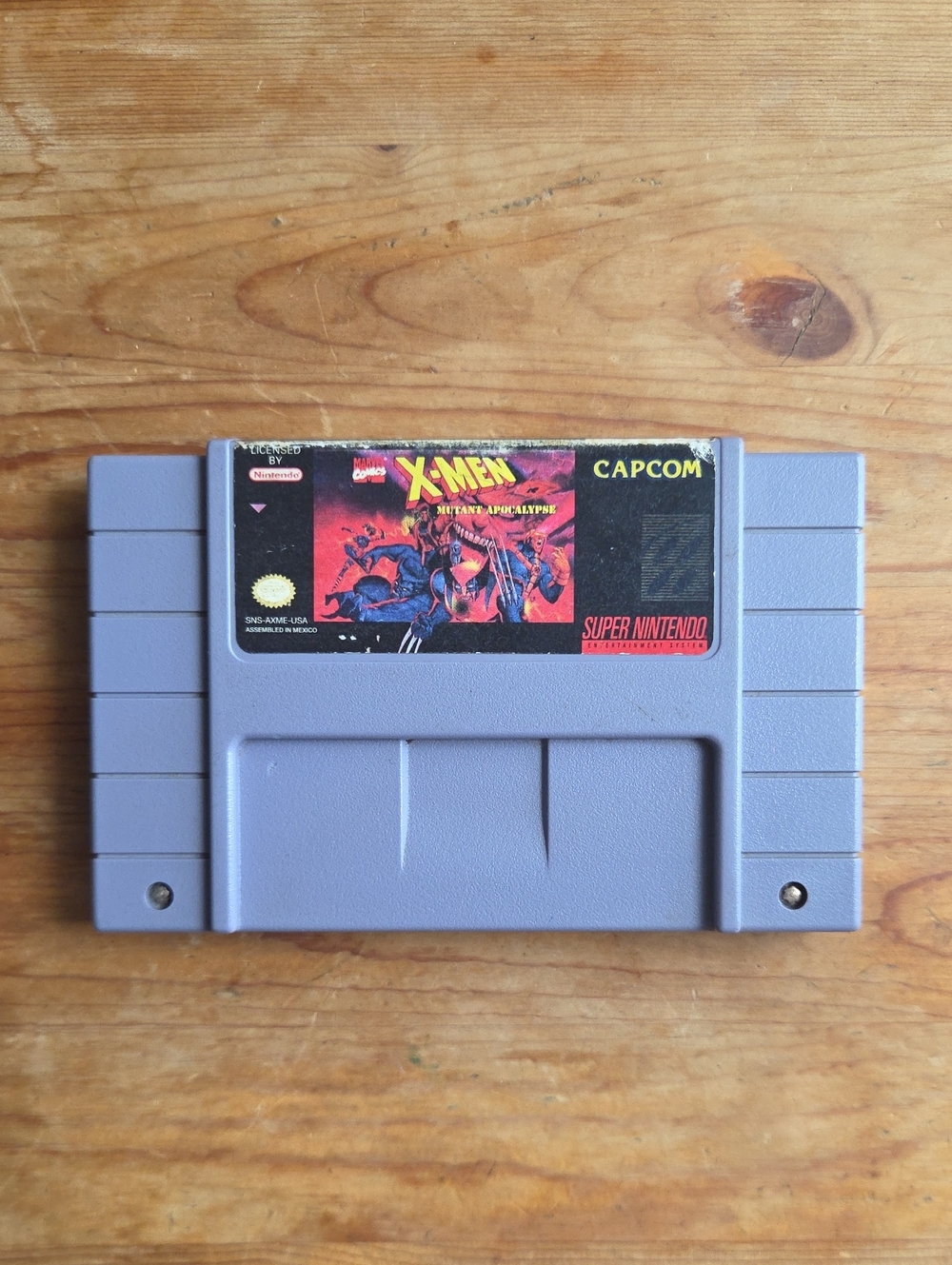1994 SNES Capcom X-Men Mutant Apocalypse Video Game Cartridge Gray Authentic